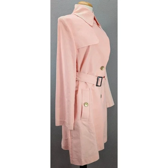 Vintage Seven City Women's L Belted Rain Trench‎ Coat Old Money Pastel Pink NWT - Picture 11 of 16